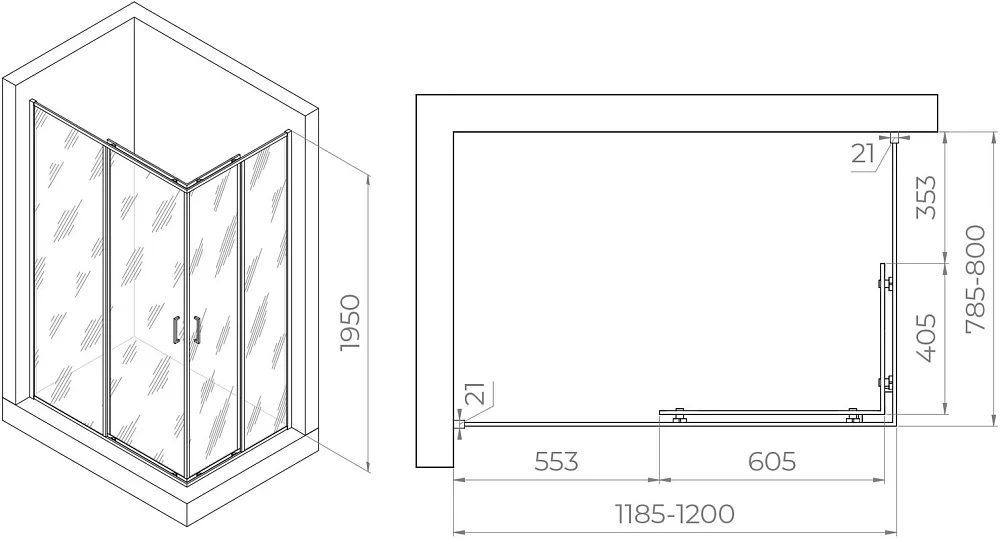 Душевой уголок RGW Passage PA-040B 1200x800x1950, профиль черный Sancos — официальный сайт