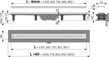 Душевой трап (лоток) AlcaPlast APZ18 750M