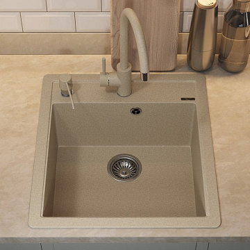 Кухонная мойка кварцевая Uperwood Quartz UPD-07-02, прямоугольная, бежевая