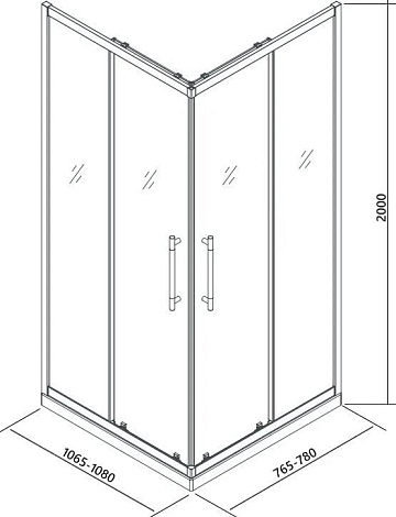 Душевой уголок Veconi Premium Trento PTC-20B 110x80, профиль черный матовый, стекло прозрачное