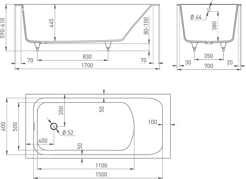 Ванна из искусственного камня Salini Orlanda S-Sense 170x70 см, встраиваемая, матовая белая Sancos — официальный сайт