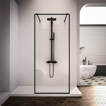 Душевая перегородка Veconi Korato KR90B-110-01-C4 110 см, профиль черный, стекло прозрачное