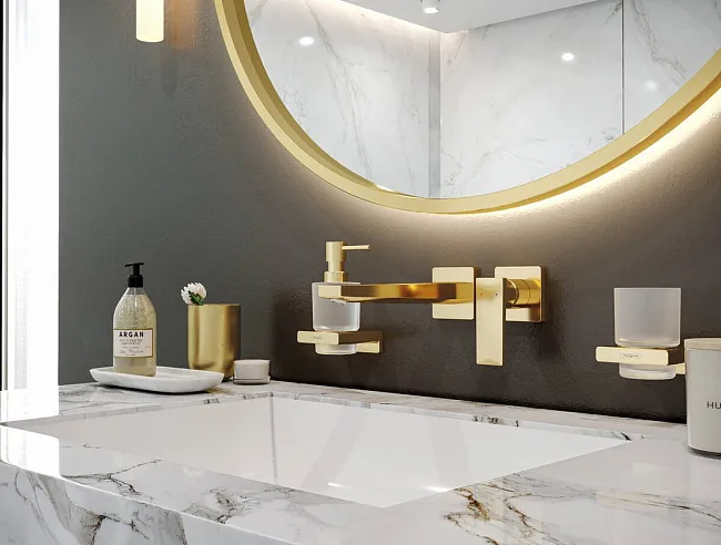 Дозатор Hansgrohe AddStoris 41745990 полированное золото Sancos — Оригинал
