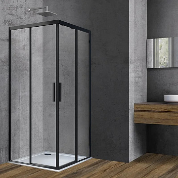 Душевой уголок Vincea Soft VSS-3SO900CLB 90x90, профиль чёрный, стекло прозрачное