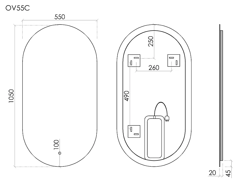 Зеркало Sancos Oval OV55C 55 см Sancos — официальный сайт