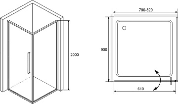 Душевой уголок RGW Stilvoll SV-02+90 см (79-82)x90x200 профиль хром, стекло прозрачное