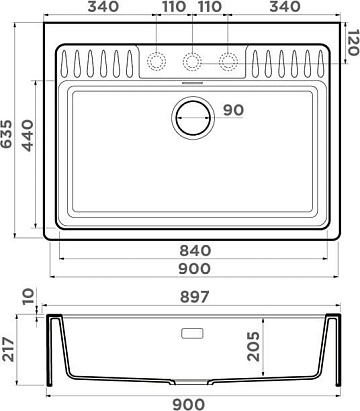 Мойка кухонная Omoikiri Kinokawa 90-GB графит