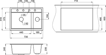Мойка кухонная Granula Kitchen Space 7302, шварц