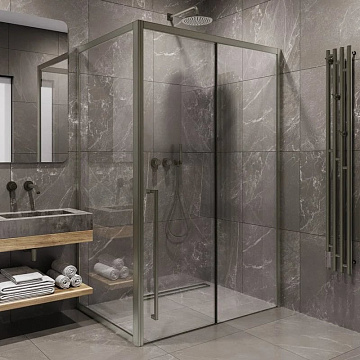Душевой уголок Timo TDSS-150/13C-8L + TSS-1000/13C-8 150x100 см, профиль никель, стекло прозрачное