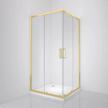 Душевой уголок BelBagno Luce A-2-100-C-ORO 100x100, профиль золото, стекло прозрачное