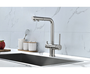 Смеситель для кухни Paulmark Serpentine Se213222-BS брашированная сталь