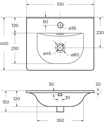 Мебельная раковина BelBagno BB-8099-3-50 глянцевая белая