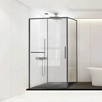 Душевой уголок Vincea Slim Soft VSR-1SS8015CLGM 150х80, профиль вороненая сталь, стекло прозрачное