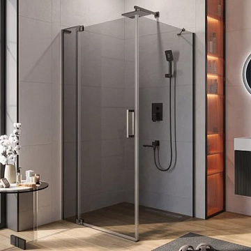 Душевой уголок Cezares Slider AH 1 100-100/110 GRIGIO GM профиль оружейная сталь, стекло серое