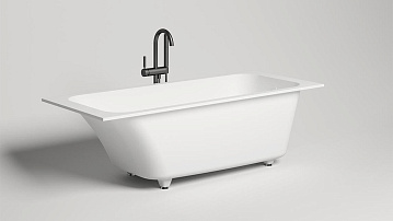 Ванна из искусственного камня Salini Orlanda S-Sense 170x75 см, встраиваемая, матовая белая, на ножк