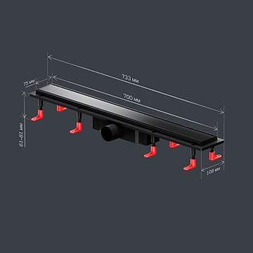 Душевой трап (лоток) AM.PM PrimeFlow Tile 70 см, черный матовый