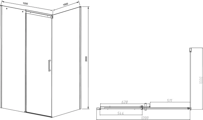 Душевой уголок Vincea Dice VSR-4D1012CLB 120х100 см, профиль черный Sancos — Оригинал