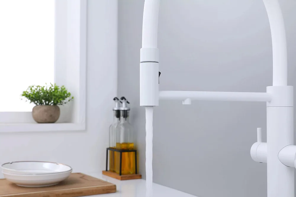 Смеситель для кухни Paulmark Nexus Ne213999-WH с гибким изливом, белый матовый Sancos — официальный сайт