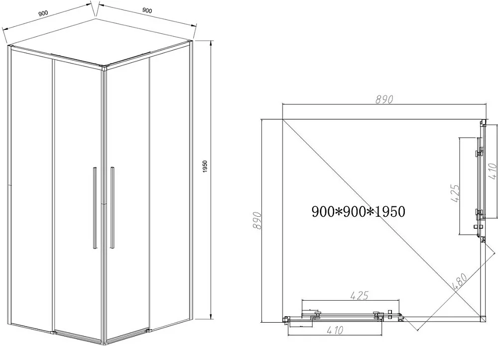 Душевой уголок Vincea Slim-N VSS-4SN900CLB 90x90, профиль черный Sancos — официальный сайт