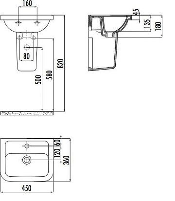 Раковина Creavit Key KY045-00CB00E-0000 белая глянцевая