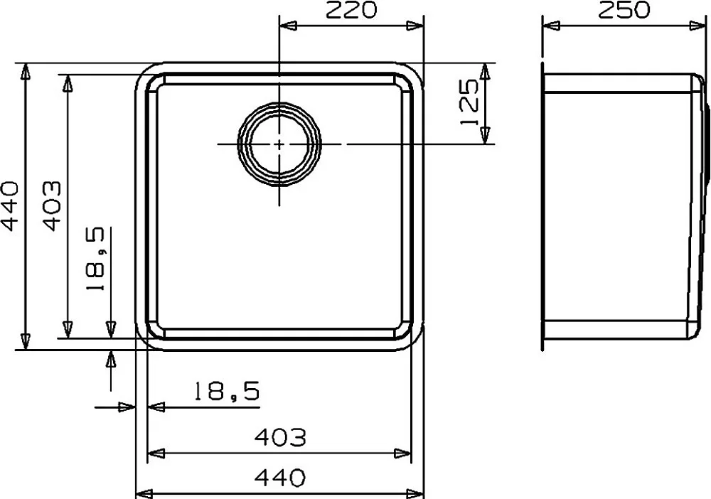 Мойка кухонная Reginox Kansas Cuadrat LUX L 40x40 сталь Sancos — официальный сайт