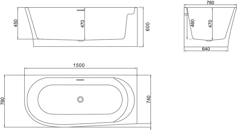 Акриловая ванна BelBagno BB410-1500-780-R без опоры 150x80 см, правая, пристенная, белая, со сливом- Sancos — официальный сайт