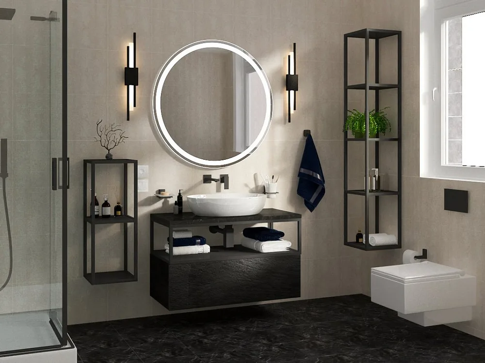 Столешница в ванную под раковину BelBagno KEP-100-MNO marmo nero opaco Sancos — официальный сайт