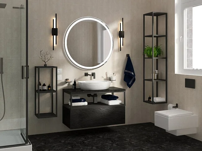 Столешница в ванную под раковину BelBagno KEP-100-MNO marmo nero opaco Sancos — Оригинал