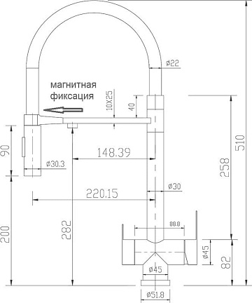 Смеситель для кухни Zorg Sanitary SZR-3030 GRAFIT черный