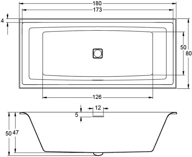 Акриловая ванна Riho Still Square B099005005 без опоры 180x80 см, встраиваемая, белая Sancos — Оригинал