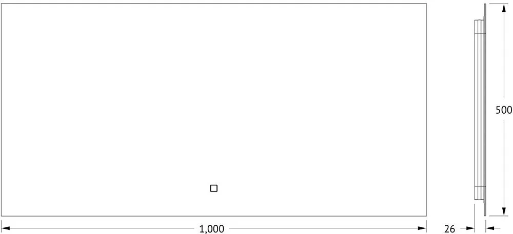 Зеркало Defesto Glow DF 2515SH 100х50 с LED-подсветкой, 3000 K, сенсорный выключатель