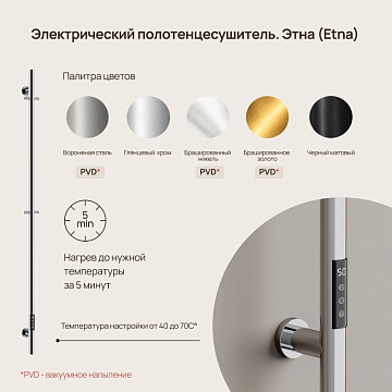 Полотенцесушитель электрический Sancos Etna 150x8, хром, SC13001CH