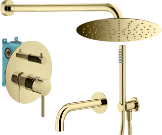 Душевой комплект Plumberia Selection Ixo KITXO19OR60, С ВНУТРЕННЕЙ ЧАСТЬЮ, золото 24к