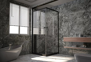 Душевой уголок Veconi Premium Trento PTC-20B 110x80, профиль черный матовый, стекло прозрачное