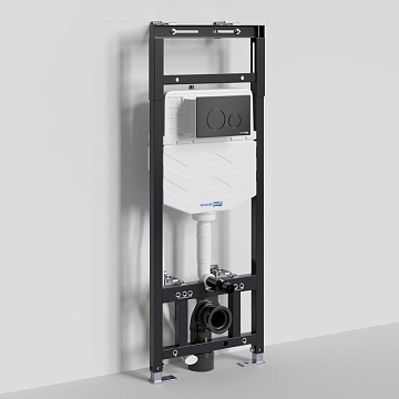 Система инсталляции для унитазов Wasserkraft Alme 15TLT.010.ME.MB02, с кнопкой смыва матовой черной