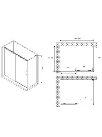 Душевой уголок Abber Komfort AG93160-S92 160х90 см, профиль матовый хром, стекло прозрачное