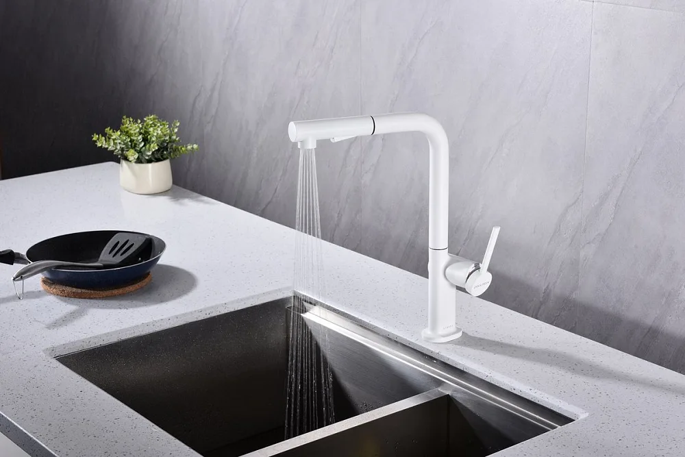 Смеситель для кухни Paulmark Neo Ne214419-WH, белый матовый Sancos — официальный сайт