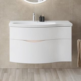 Тумба под раковину без столешницы KERAMA MARAZZI Riva 100, левая подвесная, белая матовая
