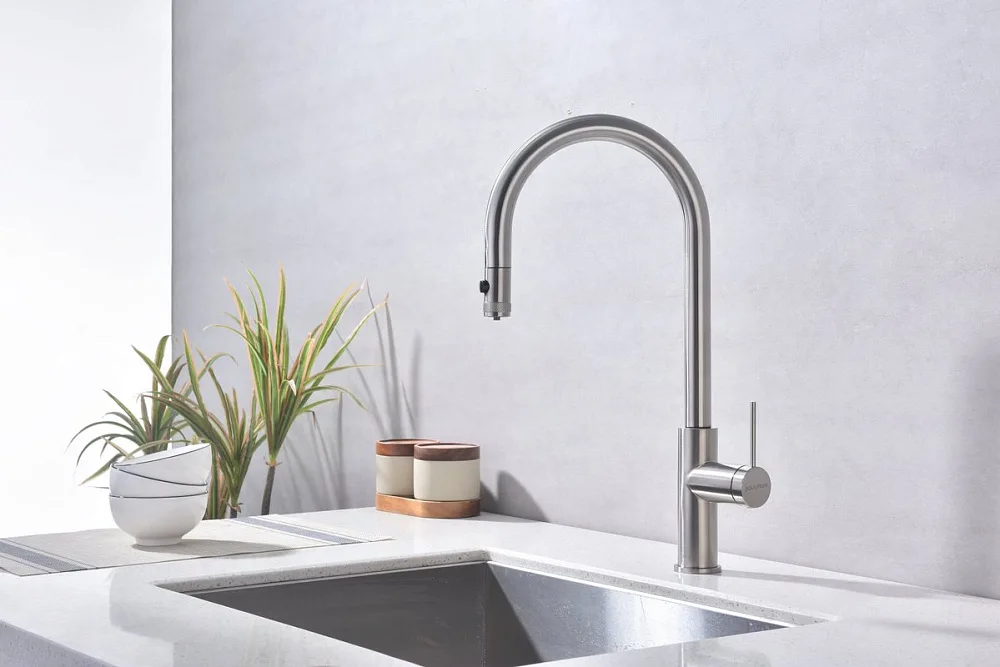 Смеситель для кухни Paulmark Galant Ga213077-BS брашированная сталь Sancos — официальный сайт
