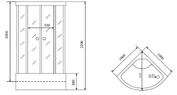 Душевая кабина Timo Standart T-1100, с высоким поддоном, с сиденьем