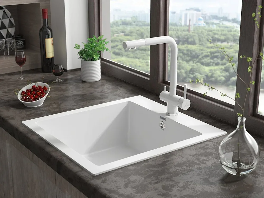 Смеситель для кухни Paulmark Skalen Sk213020-WH, белый матовый Sancos — официальный сайт