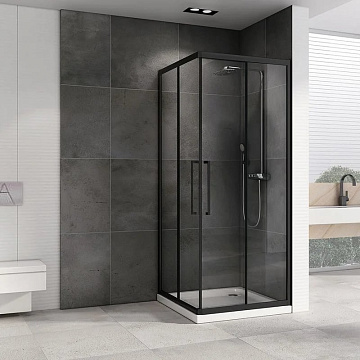 Душевой уголок Abber Schwarzer Diamant AG02080BH 80x80, профиль черный, стекло прозрачное