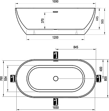 Акриловая ванна Ravak Freedom O 170x80 см, XC00100032