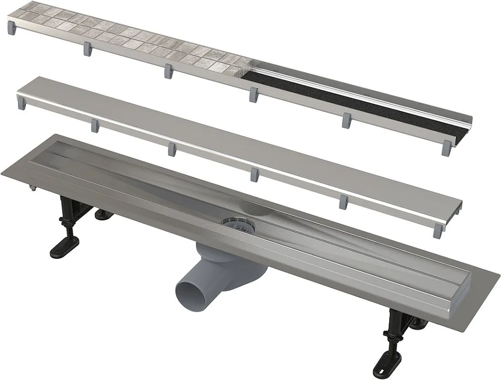 Душевой трап (лоток) AlcaPlast APZ13-DOUBLE9-850 с решеткой и опорами, 85 см Sancos — официальный сайт