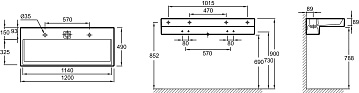 Мебельная раковина Jacob Delafon Terrace EXB9112-00 120 см с подсветкой