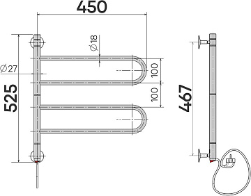 Полотенцесушитель электрический Indigo Veter 2P VTE50-45