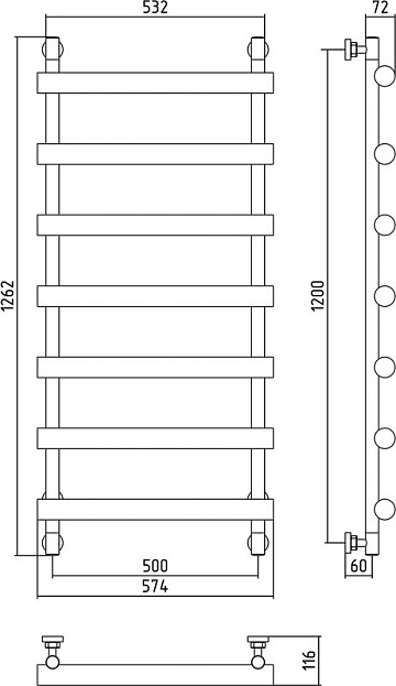 Полотенцесушитель водяной Сунержа Атлант 120x50, хром