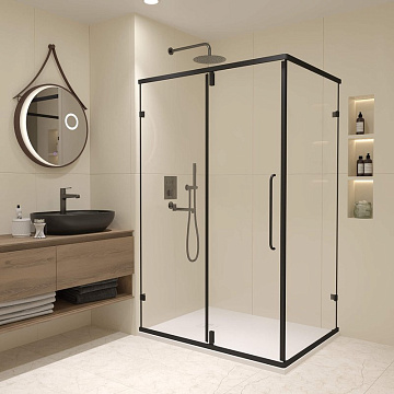 Душевой уголок RGW Classic CL-046-B 90х80x185, профиль матовый черный, стекло прозрачное
