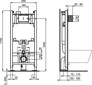 Система инсталляции для унитазов Ideal Standard ProSys Eco Frame 2.0 R0464AA, с кнопкой смыва хром