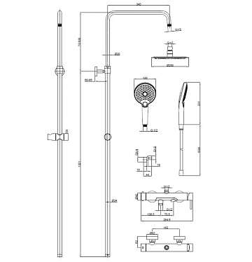 Душевая стойка AQUAme AQM8011BG, золото брашированное